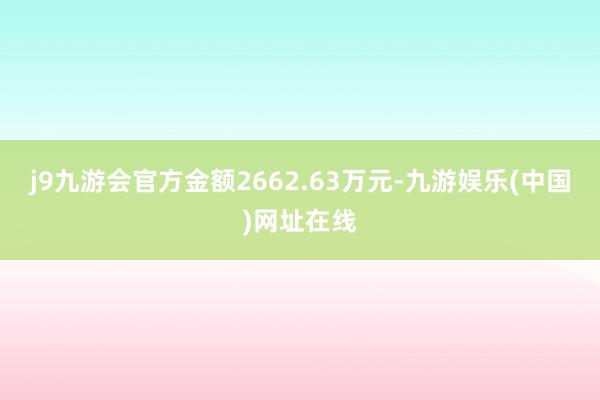 j9九游会官方金额2662.63万元-九游娱乐(中国)网址在线